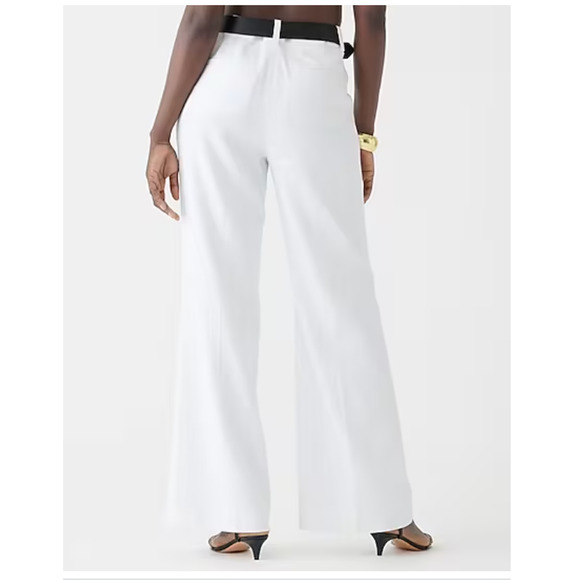 J. Crew Carolina Flare Linen Pants 4 NWT White Stretch Trousers BZ404 Traveler - Picture 4 of 7
